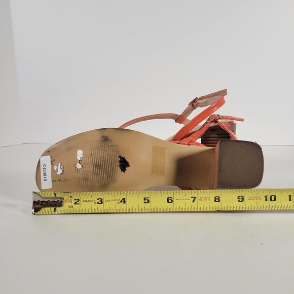 Halston Coral Vegan Leather Croc Pattern Strappy Sandal Block Heels Women Size 9 - Picture 4 of 11